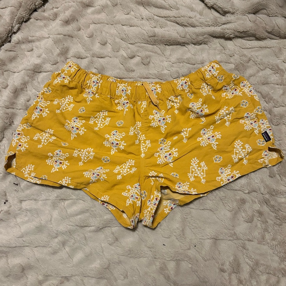 Women’s Patagonia Yellow Floral Athletic Shorts